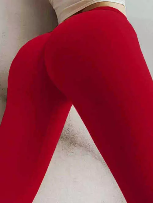 Едноцветни червени дамски гамаши за упражнения